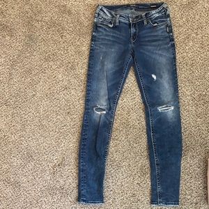 Suki mid super skinny silver jeans